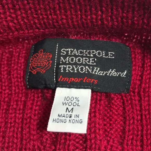 Stackpole Moore Tryon Hartford Vintage Men's Wool Cable Knit Pull Over Sweater - Picture 9 of 12